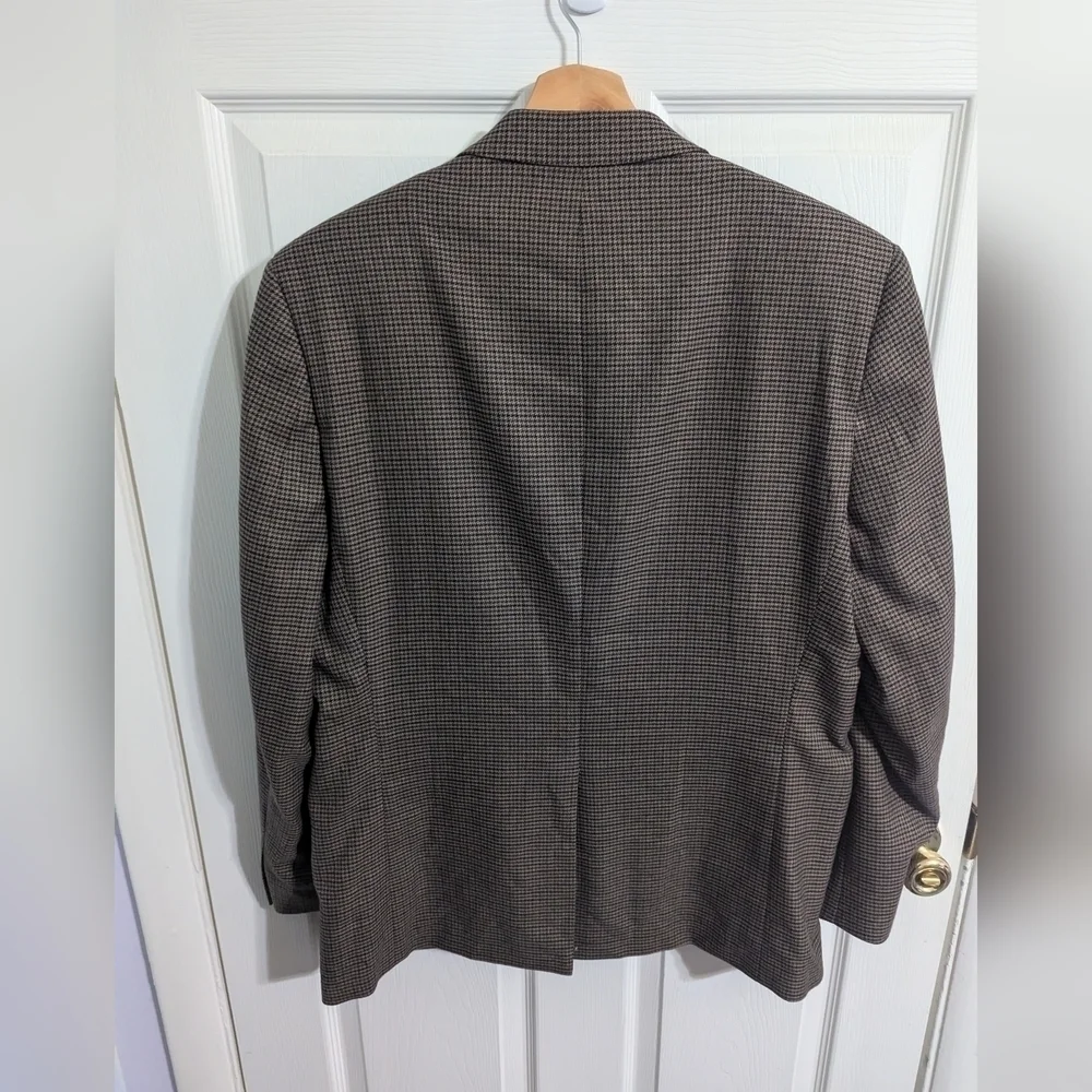 Lauren Ralph Lauren Mens 42R Blazer Herringbone Brown Tan Jacket Top